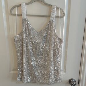 Vince Camino - Silver Ivory Sequin Women's Tank Top - Large